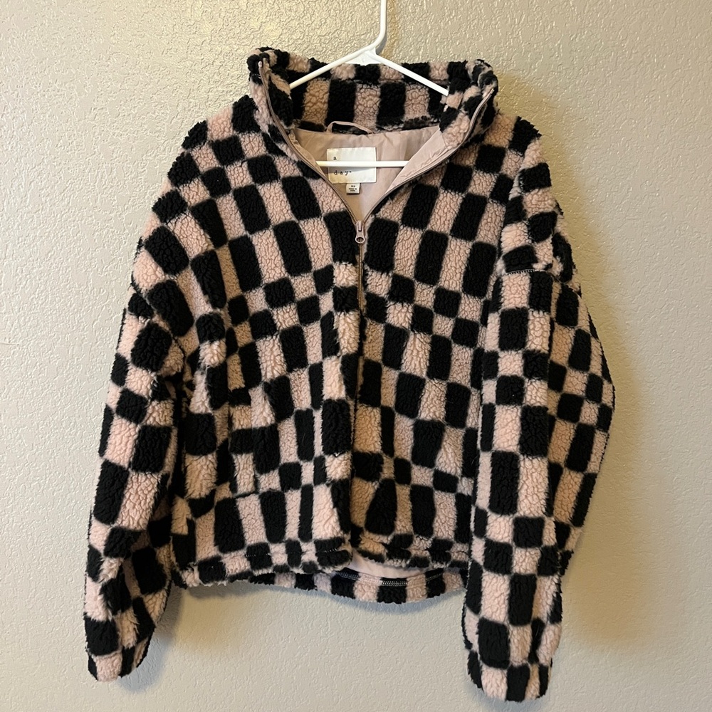 Fuzzy Checkered Jacket